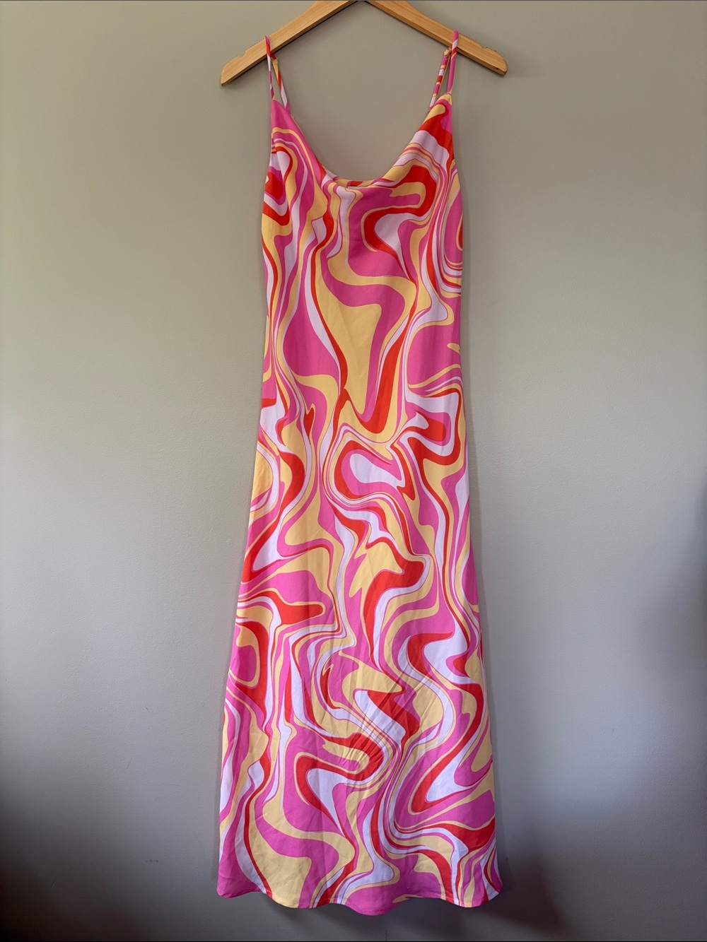 Aritzia‎ Dress Forum Psychedelic Maxi Dress Small Pink Yellow Orange Swirl